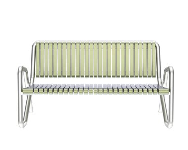 Beyaz arka planda izole edilmiş bir bank. 3d görüntüleme - illüstrasyon