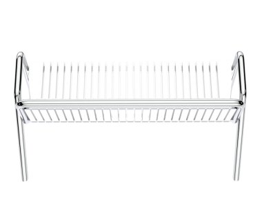 Beyaz arka planda izole edilmiş bir bank. 3d görüntüleme - illüstrasyon