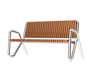 Beyaz arka planda izole edilmiş bir bank. 3d görüntüleme - illüstrasyon