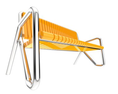 Beyaz arka planda izole edilmiş bir bank. 3d görüntüleme - illüstrasyon