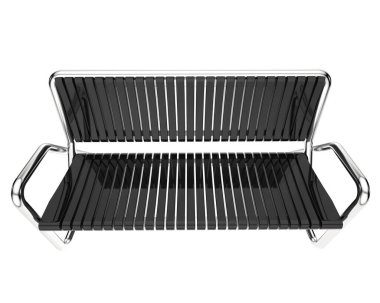 Beyaz arka planda izole edilmiş bir bank. 3d görüntüleme - illüstrasyon