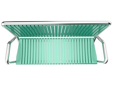 Beyaz arka planda izole edilmiş bir bank. 3d görüntüleme - illüstrasyon