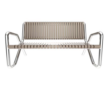 Beyaz arka planda izole edilmiş bir bank. 3d görüntüleme - illüstrasyon