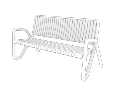 Beyaz arka planda izole edilmiş bir bank. 3d görüntüleme - illüstrasyon