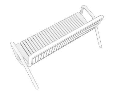 Beyaz arka planda izole edilmiş bir bank. 3d görüntüleme - illüstrasyon