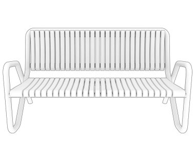 Beyaz arka planda izole edilmiş bir bank. 3d görüntüleme - illüstrasyon