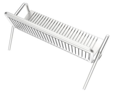 Beyaz arka planda izole edilmiş bir bank. 3d görüntüleme - illüstrasyon