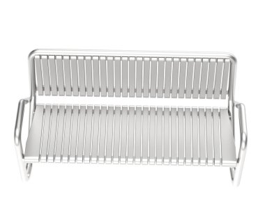 Beyaz arka planda izole edilmiş bir bank. 3d görüntüleme - illüstrasyon