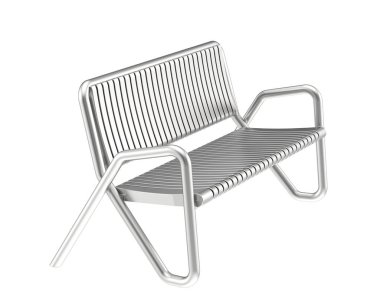 Beyaz arka planda izole edilmiş bir bank. 3d görüntüleme - illüstrasyon