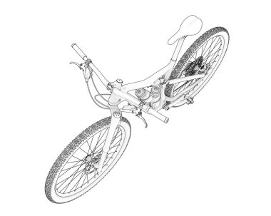 Black and white illustration of bicycle
