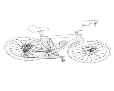 Black and white illustration of bicycle