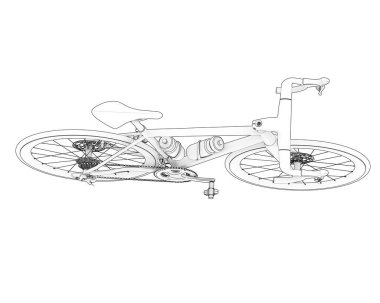 Black and white illustration of bicycle