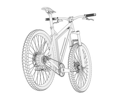 Black and white illustration of bicycle
