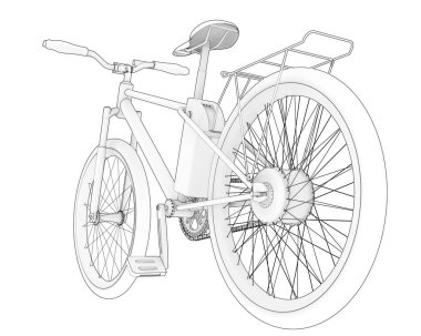 Black and white illustration of bicycle