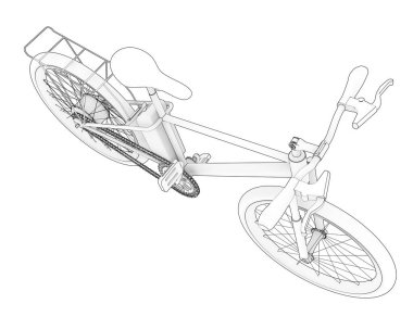 Black and white illustration of bicycle