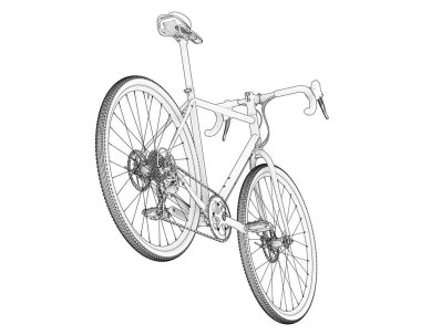 Black and white illustration of bicycle