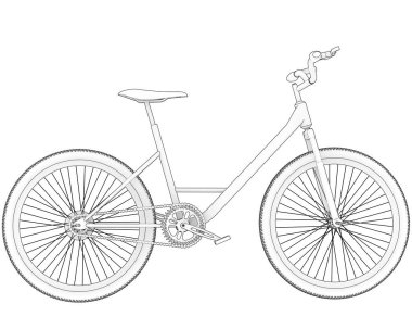 Black and white illustration of bicycle