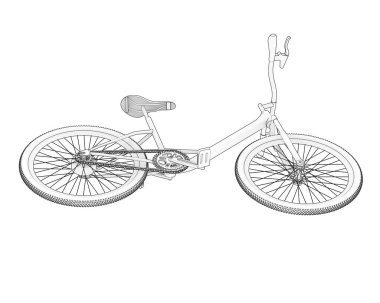 Black and white illustration of bicycle