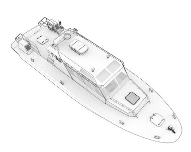 Boat pilot 3d render illustration