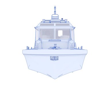 Boat pilot 3d render illustration