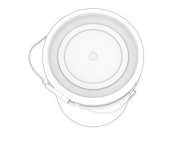 Bucket with lid 3d render illustration