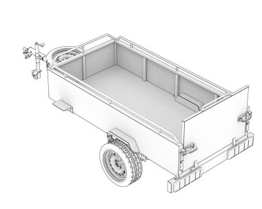 Car trailer 3d render illustration