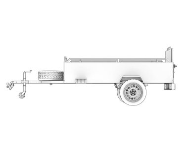 Car trailer 3d render illustration