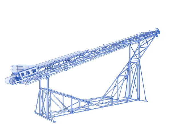 Şerit taşıyıcı inşaat. 3D tasvir. fabrika makineleri