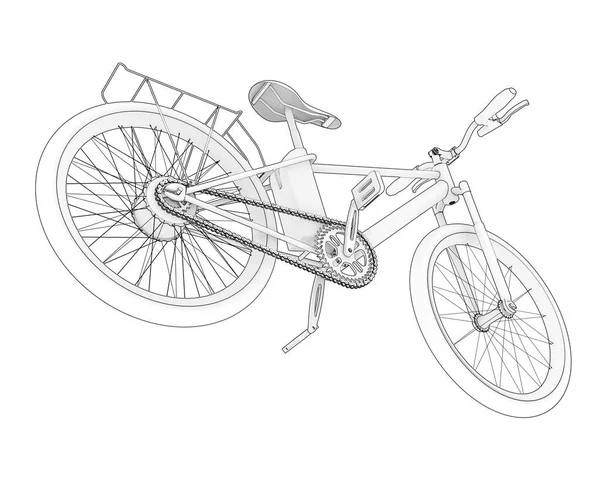 Black and white illustration of bicycle