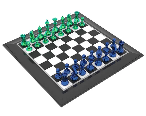 Tabuleiro de Jogo de Xadrez 3d Render isolado fundo branco vista lateral  Stock Illustration