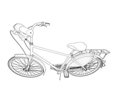 Black and white illustration of classic bike