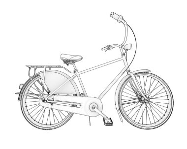 Black and white illustration of classic bike