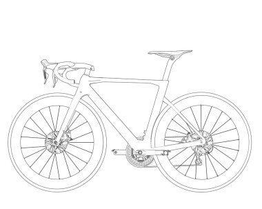 Black and white illustration of classic bike