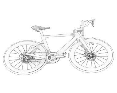 Black and white illustration of classic bike