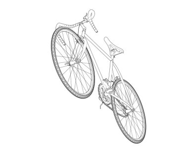 Black and white illustration of classic bike