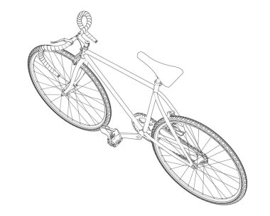 Black and white illustration of classic bike
