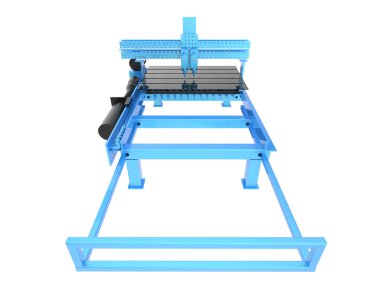 CNC makinesi beyaz arka planda izole edildi. 3d görüntüleme - illüstrasyon