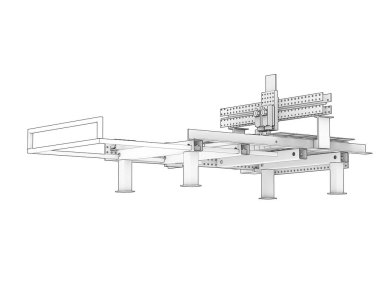 CNC makinesi beyaz arka planda izole edildi. 3d görüntüleme - illüstrasyon