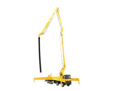 Concrete boom truck 3d illustration