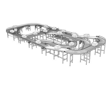 Conveyor belt 3d illustration