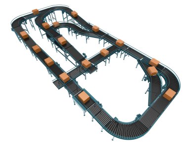 Conveyor belt 3d illustration