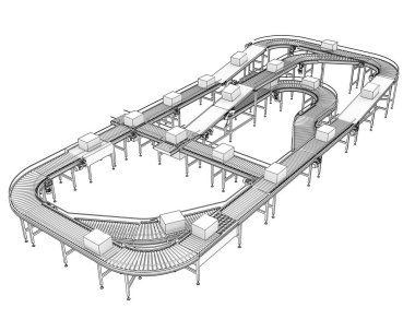 Conveyor belt 3d illustration
