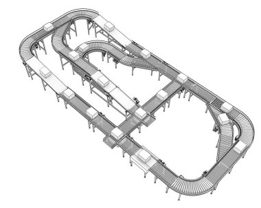 Conveyor belt 3d illustration