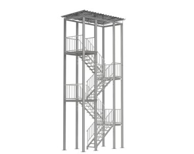Fire escape stairs isolated on white background