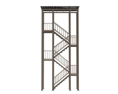 Fire escape stairs isolated on white background