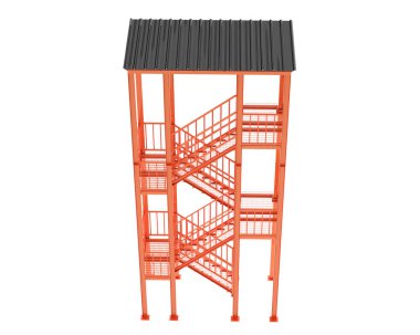 Fire escape stairs isolated on white background