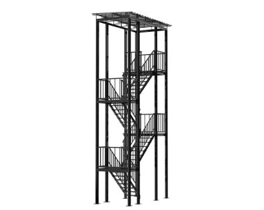 Fire escape stairs isolated on white background