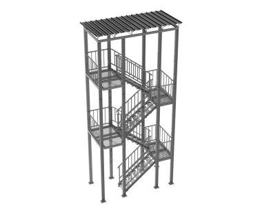 Fire escape stairs isolated on white background