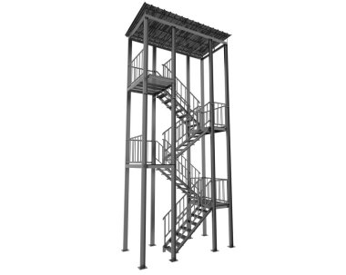 Fire escape stairs isolated on white background