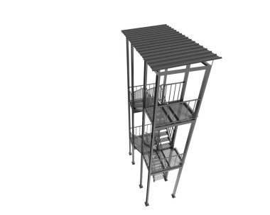 Fire escape stairs isolated on white background